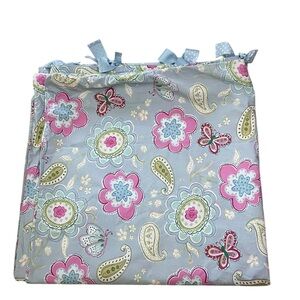 POTTERY BARN Kids Blue Pink Floral Butterfly Paisley Queen Duvet Cover 90 x 88”